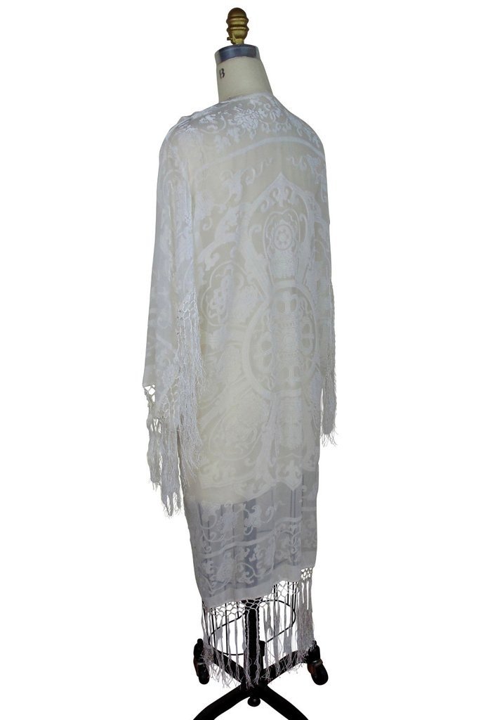 Art Deco Scarf Coat in Wedding Ivory by The Deco Haus