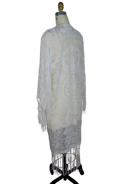 Art Deco Scarf Coat in Wedding Ivory by The Deco Haus