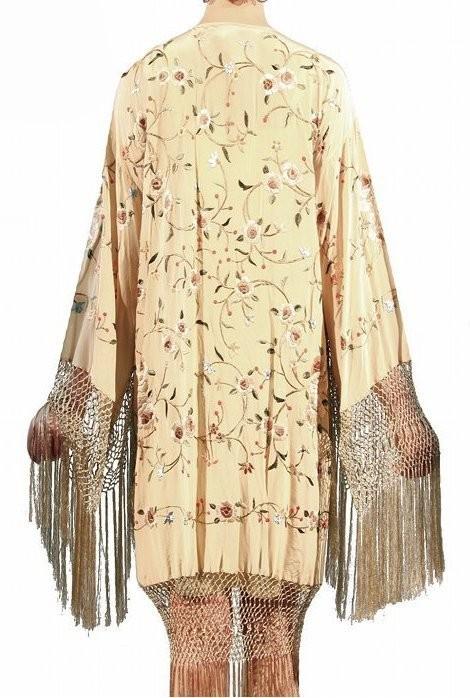 Roaring 20s Embroidered Lounging Robe in Bisque by The Deco Haus