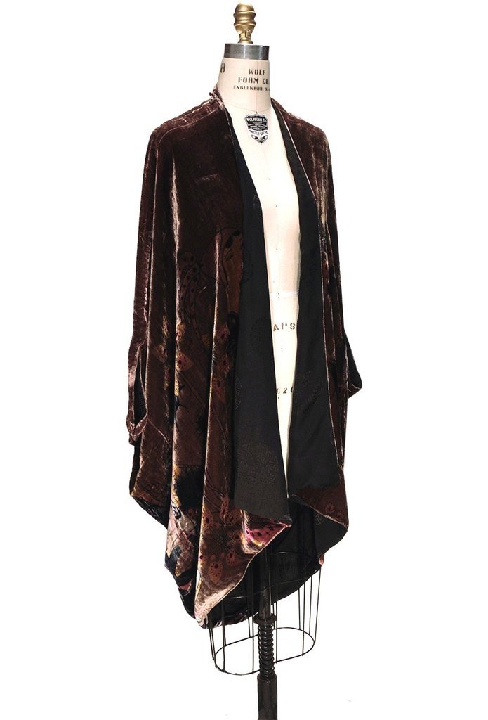 Art Deco Cocoon Poiret Batwing Jacket in Mahogany - SOLD OUT