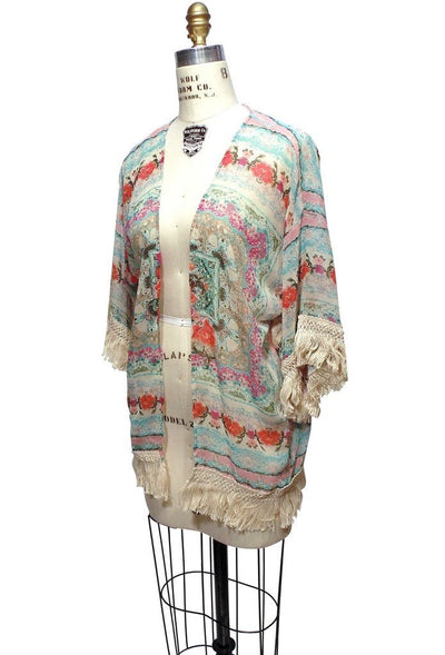 Vintage Inspired Kimono Lounge Jacket in Turkish Floral by The Deco Haus
