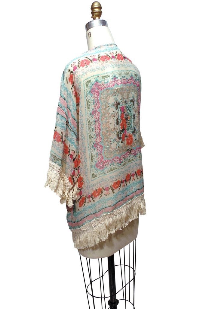Vintage Inspired Kimono Lounge Jacket in Turkish Floral by The Deco Haus