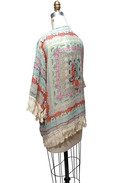 Vintage Inspired Kimono Lounge Jacket in Turkish Floral by The Deco Haus