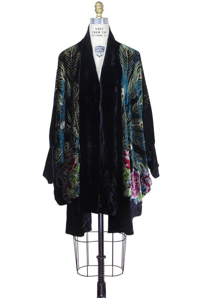 1920s Style Peacock Cocoon Coat in Black by The Deco Haus