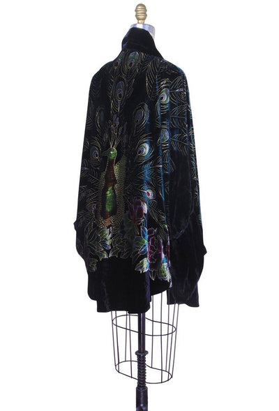 1920s Style Peacock Cocoon Coat in Black by The Deco Haus