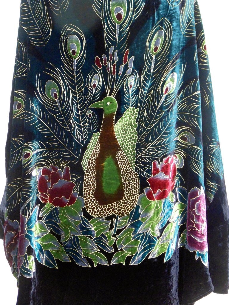 1920s Style Peacock Cocoon Coat in Black by The Deco Haus