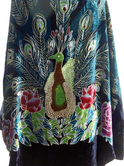 1920s Style Peacock Cocoon Coat in Black by The Deco Haus