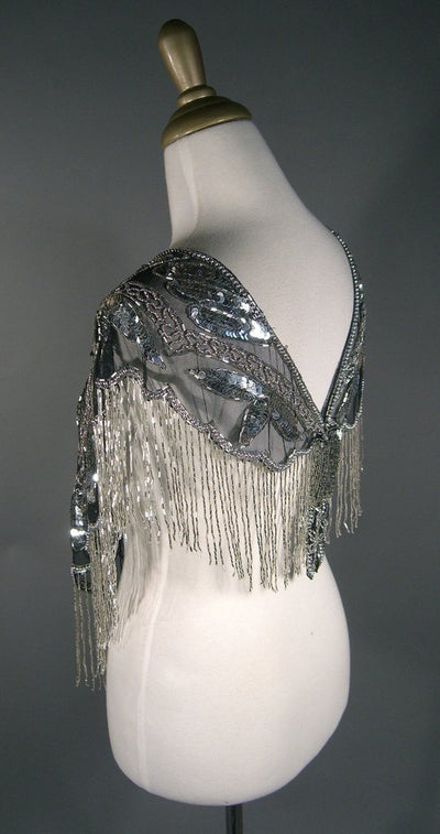 Great Gatsby Style Capelet in Silver-Jet - SOLD OUT