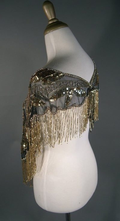 Great Gatsby Style Capelet in Gold-Jet - SOLD OUT