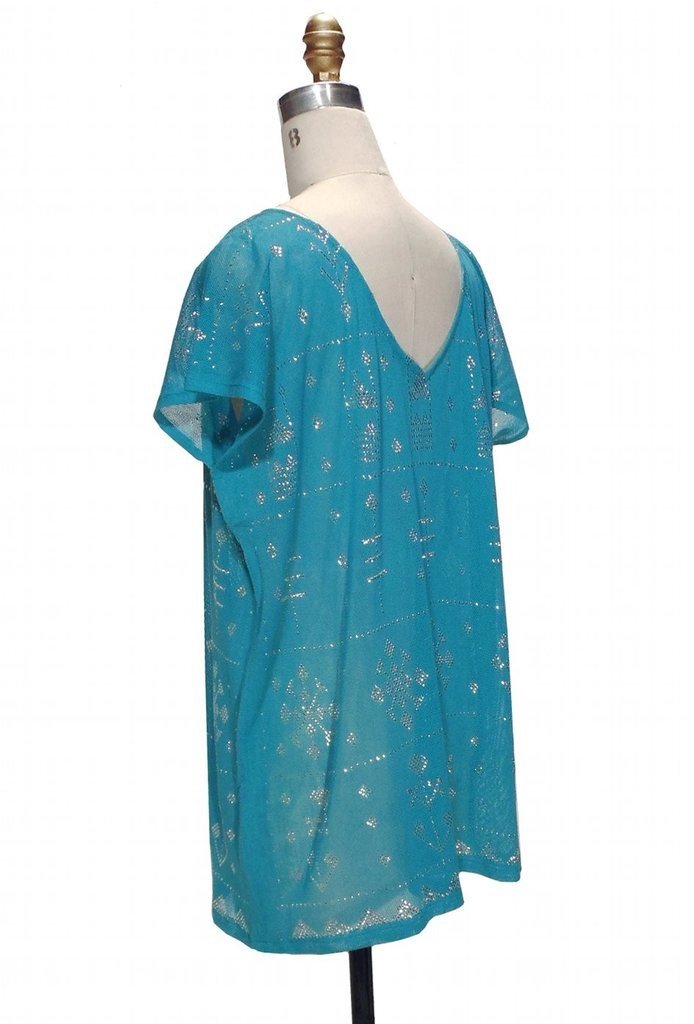 Gatsby Inspired Tunic Dress in Silver-Turquoise - SOLD OUT