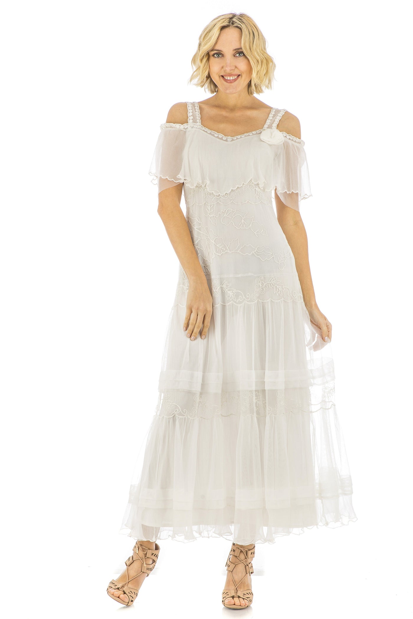 Delillah Vintage Inspired Wedding Dress 40271 in Ivory by Nataya