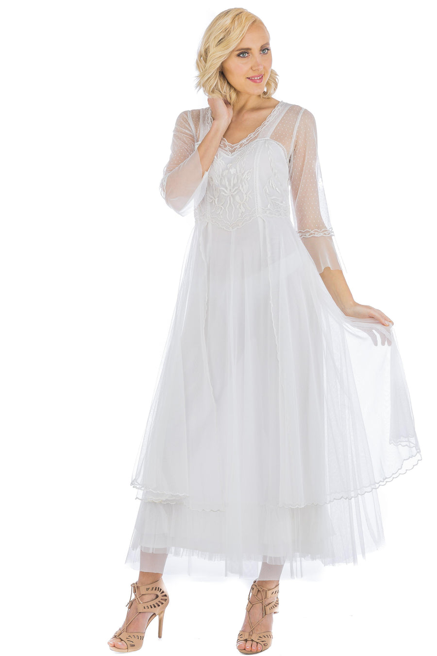Vivian CL-075 Vintage Style Wedding Gown in Ivory by Nataya