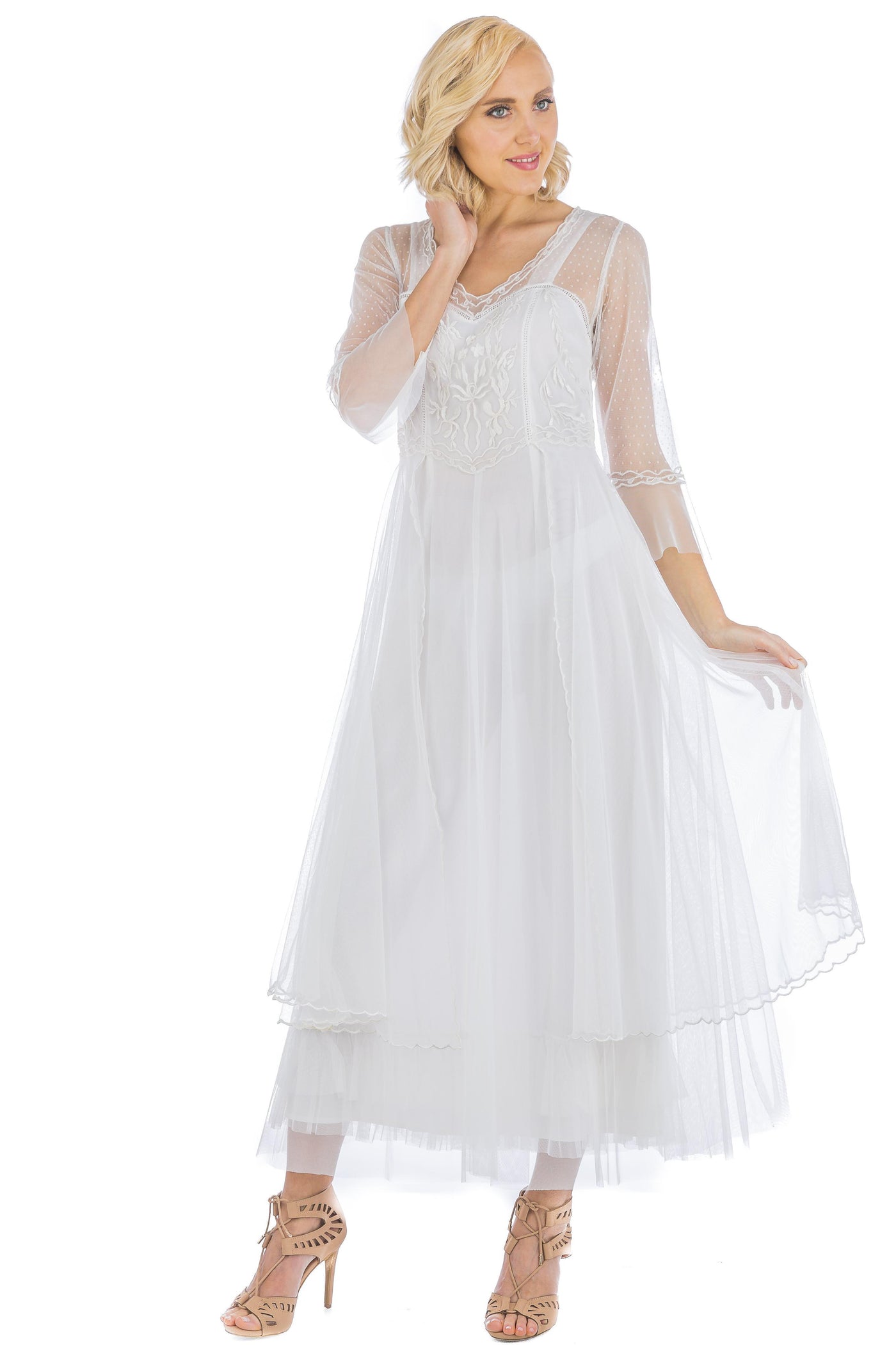 Vivian CL-075 Vintage Style Wedding Gown in Ivory by Nataya
