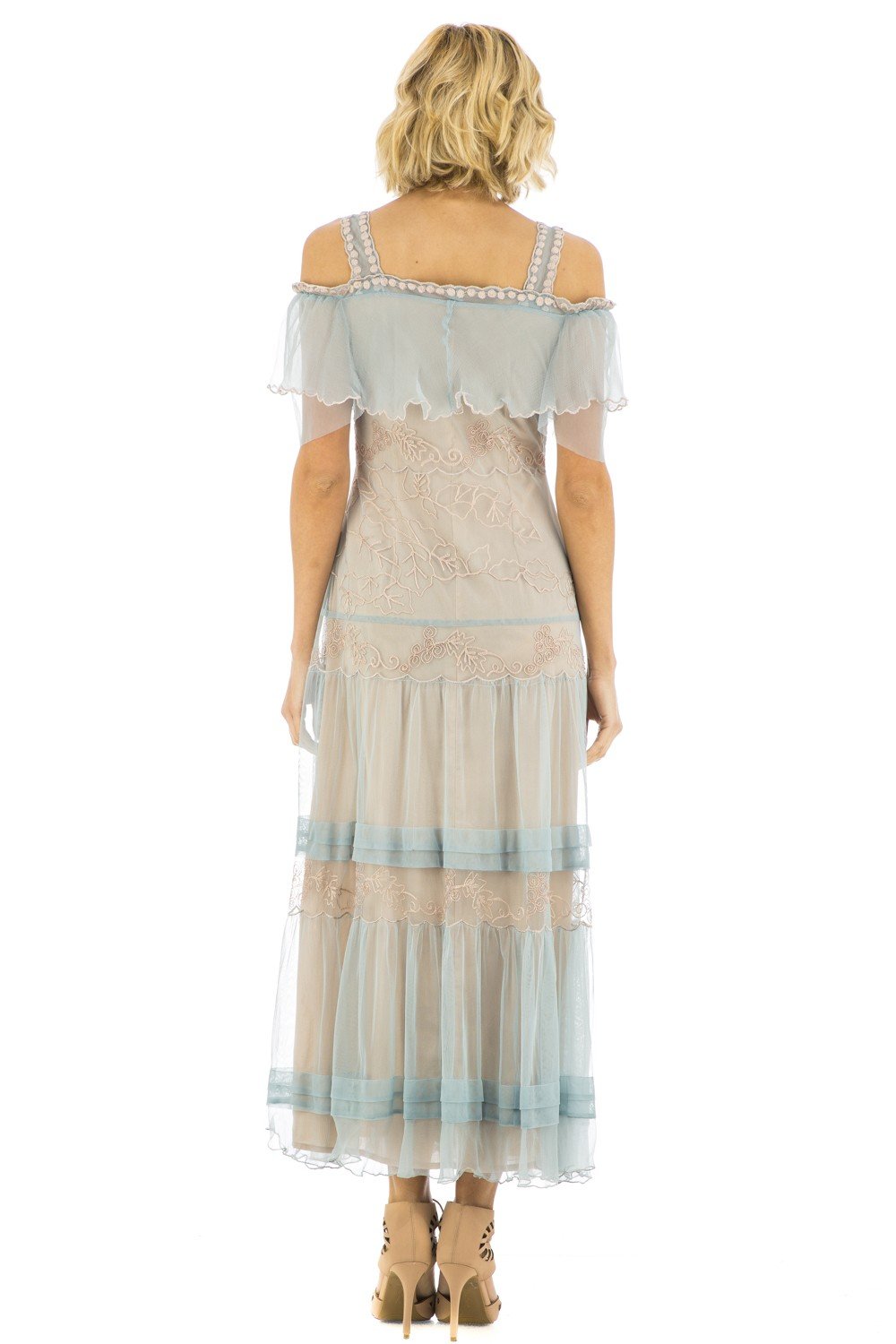 40271 Delillah Vintage Inspired Party Dress in Blue by Nataya