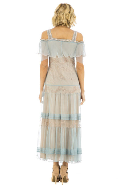40271 Delillah Vintage Inspired Party Dress in Blue by Nataya