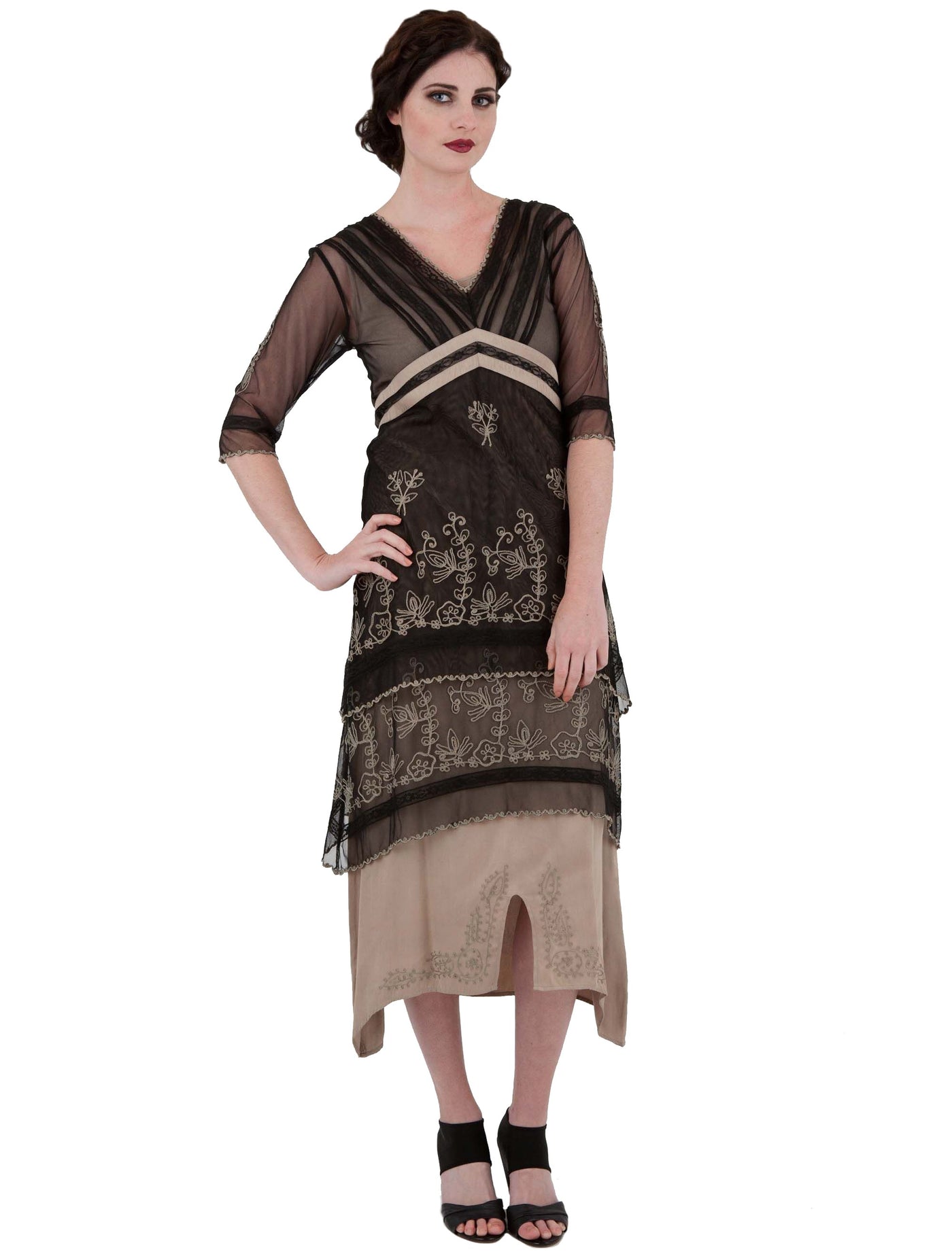 Vintage Titanic Tea Party Dress in Black/Silver by Nataya
