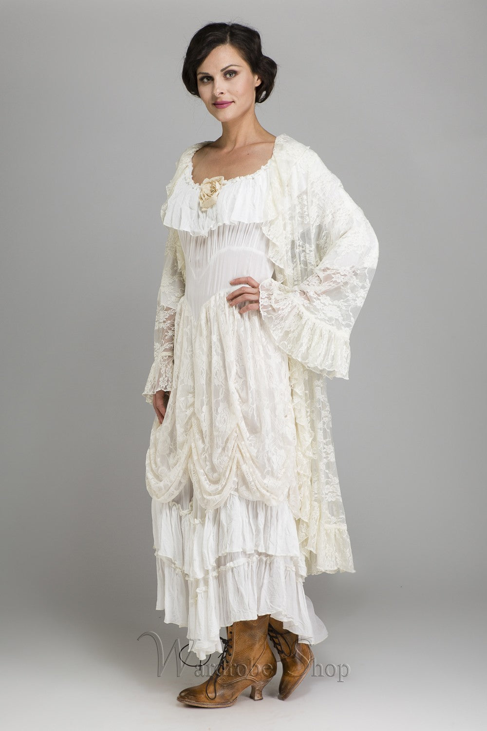 Cowgirl Ruffled Western Wedding Dress by Marrika Nakk