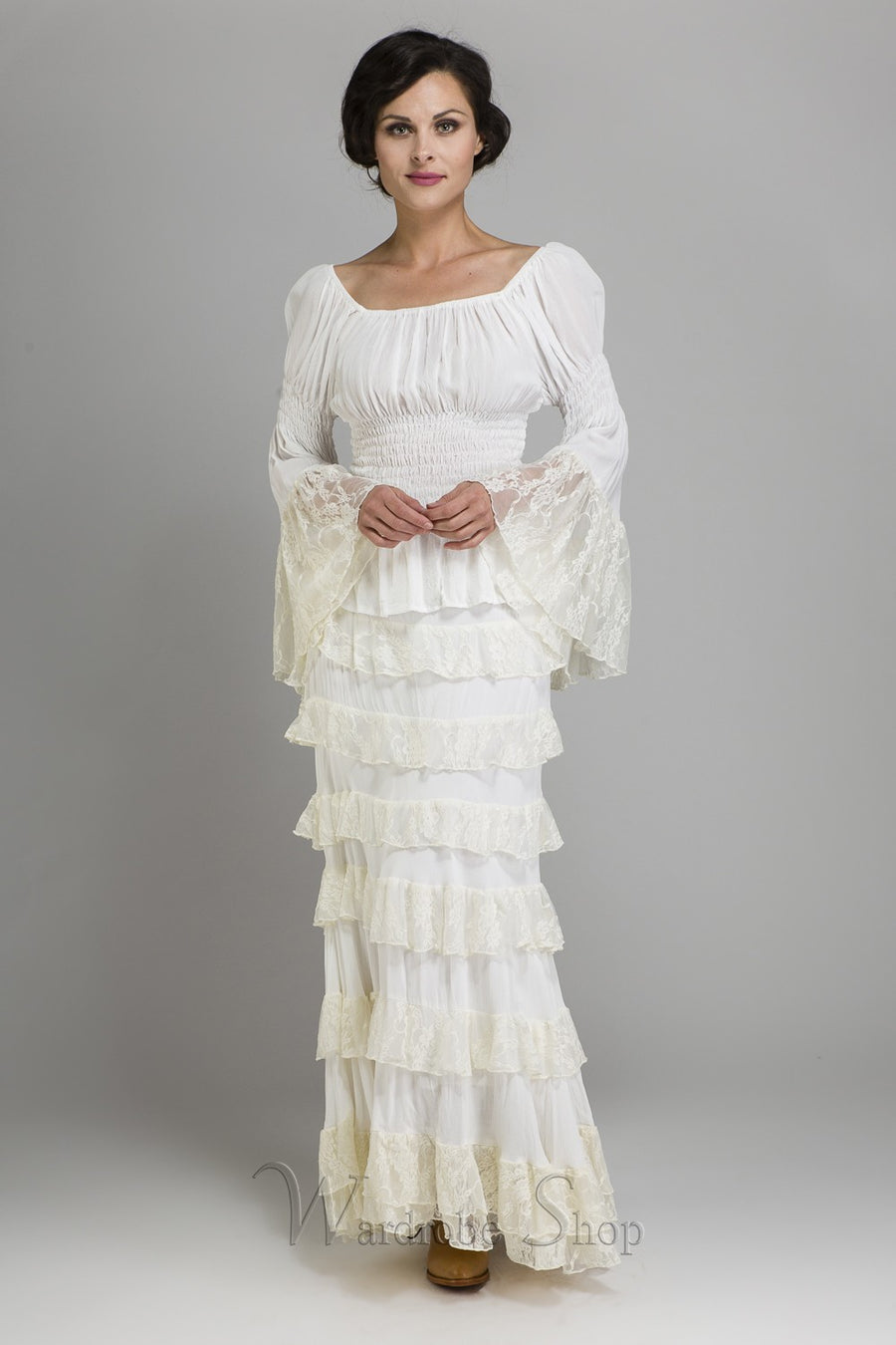 Peasant Rouched Bridal Top by Marrika Nakk