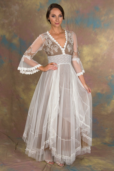 Bohemian Pompadour Dress in Ivory/Beige