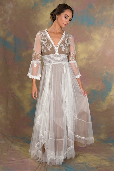 Bohemian Pompadour Dress in Ivory/Beige