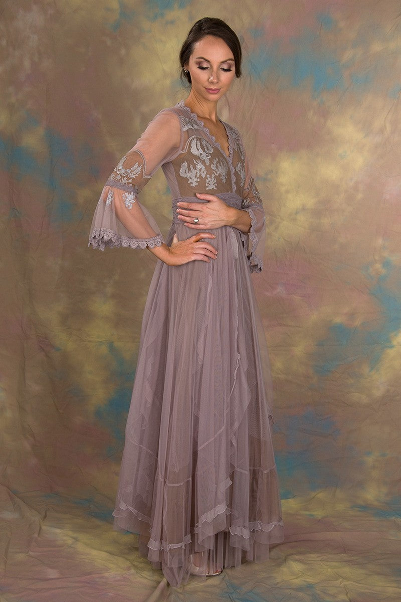 Bohemian Pompadour Dress in Lavender/Beige