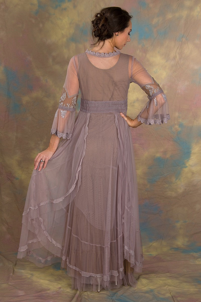 Bohemian Pompadour Dress in Lavender/Beige
