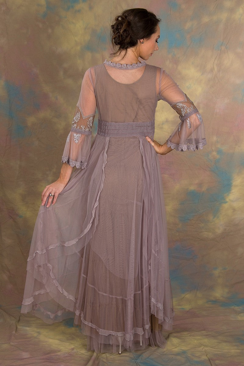 Bohemian Pompadour Dress in Lavender-Beige by Nataya - SOLD OUT