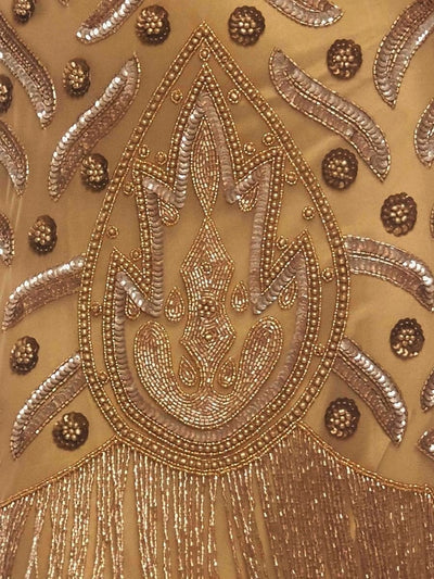 Art Deco Fringe Party Dress in Gold