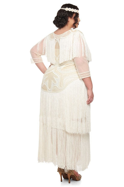 1920s Inspired Evening Maxi Dress in Cream