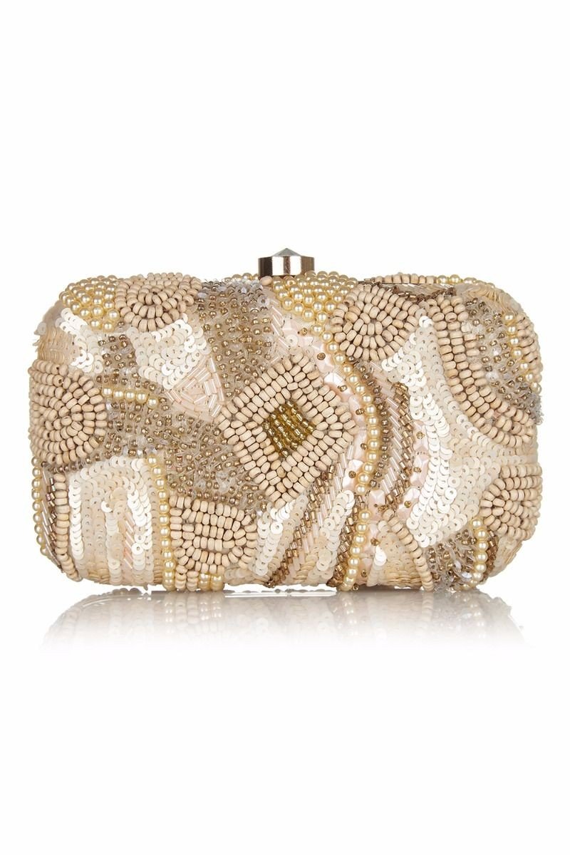 Vintage Inspired Pearl Handbeaded Bag in Blush