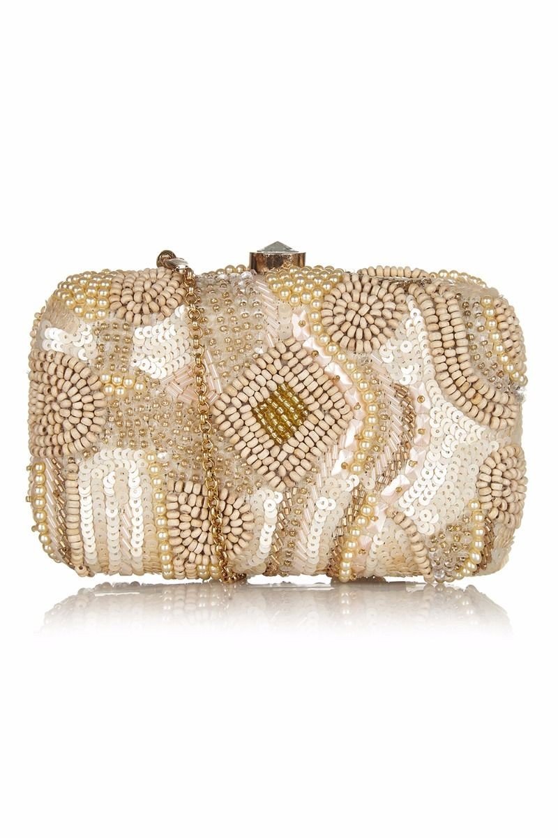 Vintage Inspired Pearl Handbeaded Bag in Blush