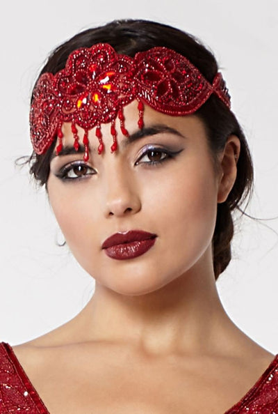 Gatsby Style Headband in Red