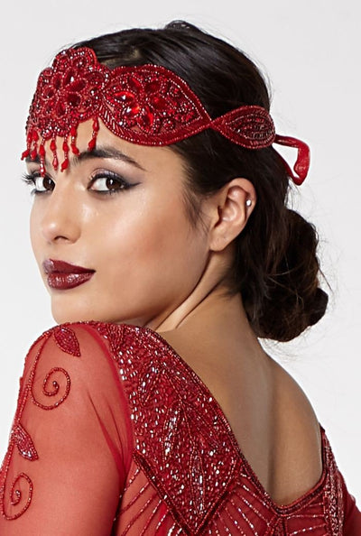 Gatsby Style Headband in Red