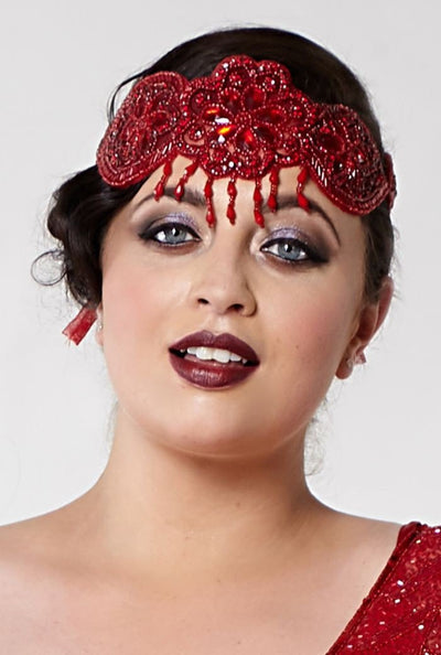 Gatsby Style Headband in Red