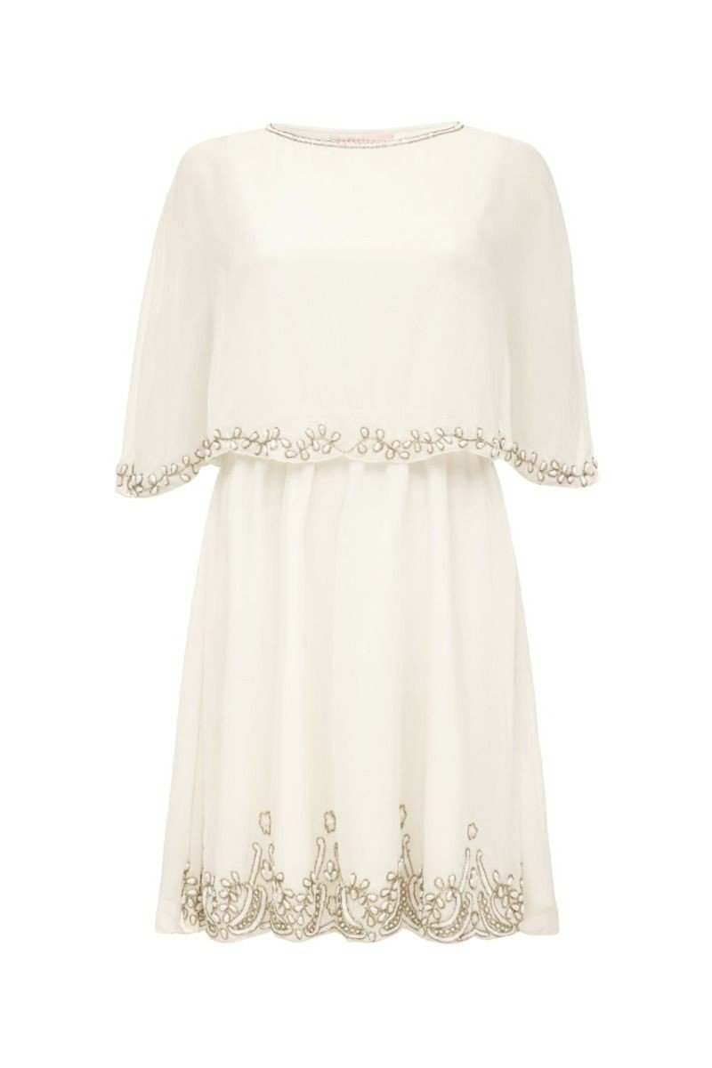Flapper Style Cape Dress in Off White