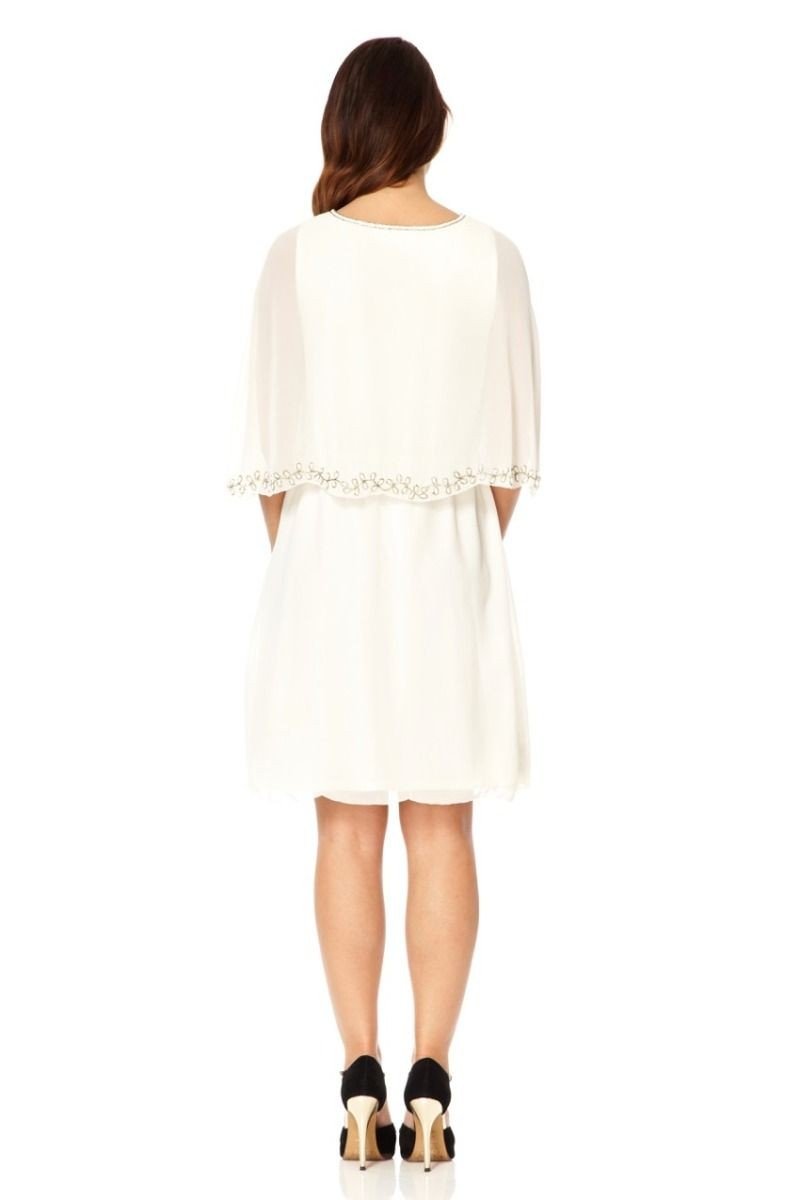Flapper Style Cape Dress in Off White