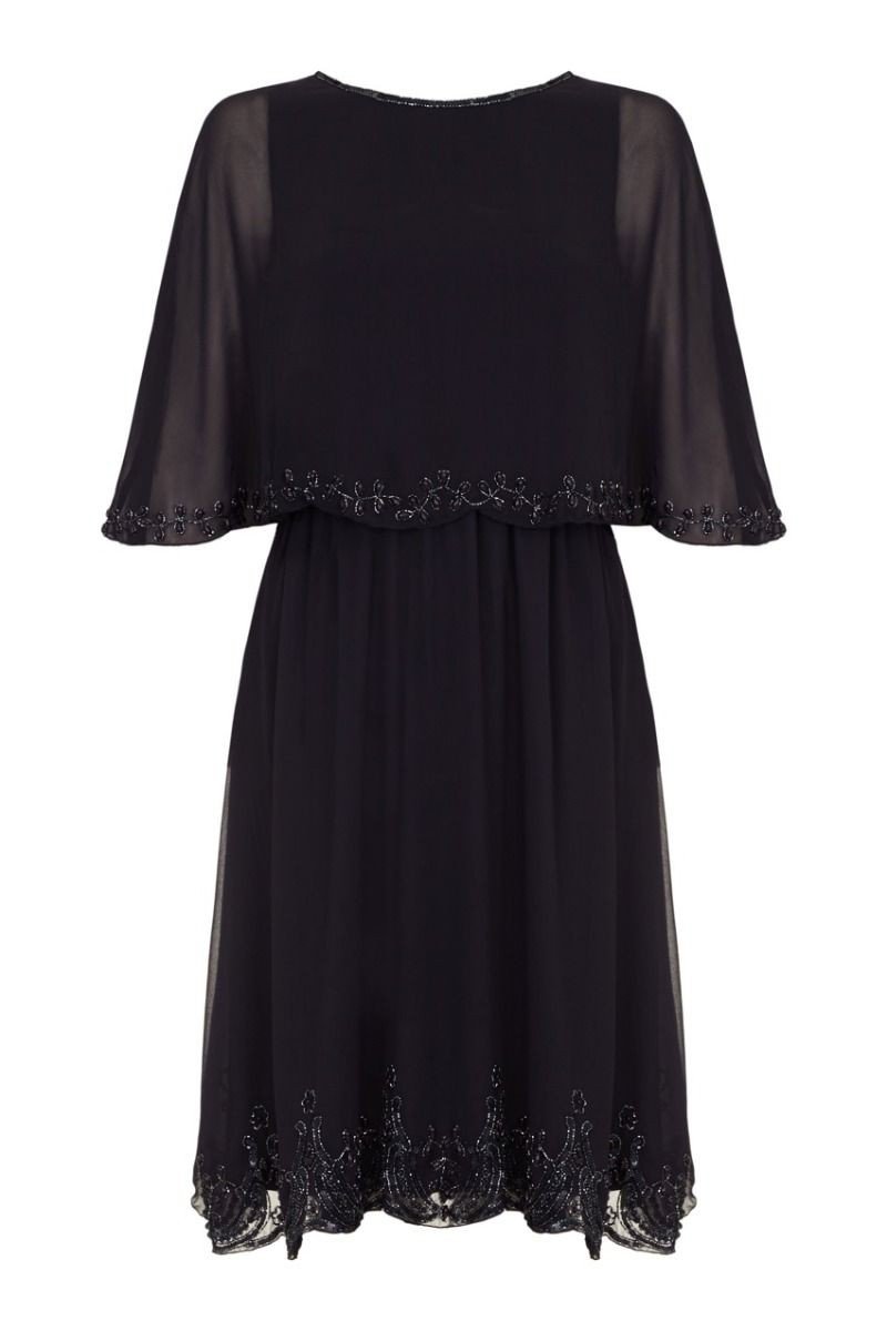 Flapper Style Cape Dress in Navy
