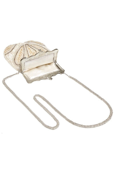 1920s Vintage Hand Beaded Purse in Cream