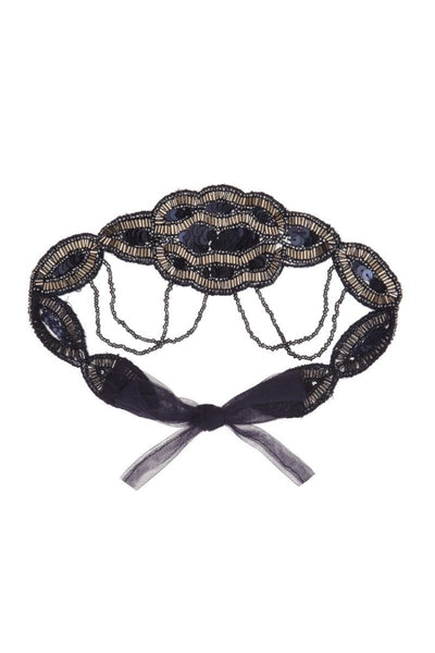 Flapper Style Headband in Navy Silver