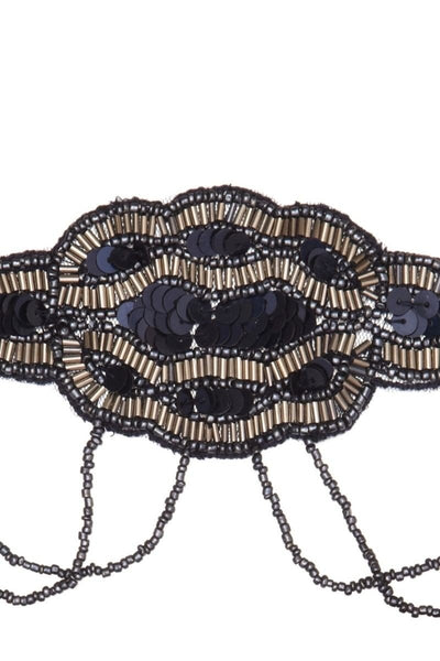 Flapper Style Headband in Navy Silver