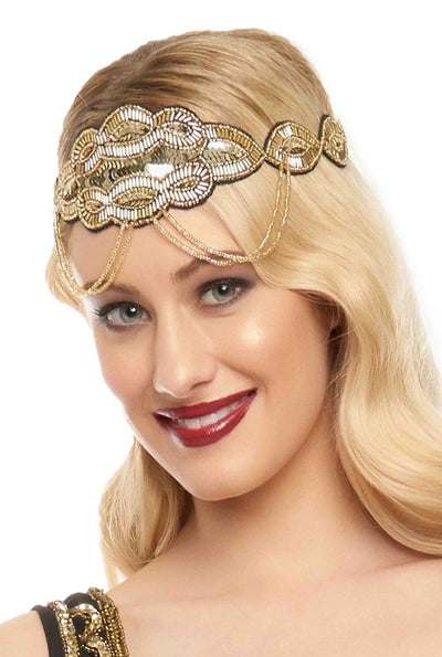 Flapper Style Headband in Black Gold