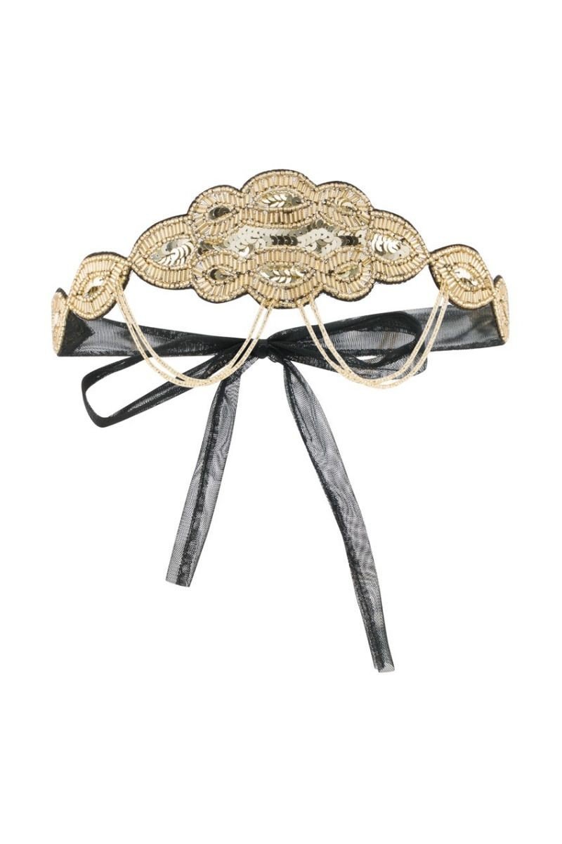 Flapper Style Headband in Black Gold