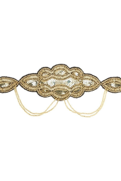 Flapper Style Headband in Black Gold