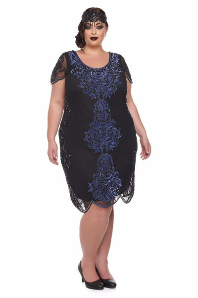 Great Gatsby Style Party Dress in Black Purple