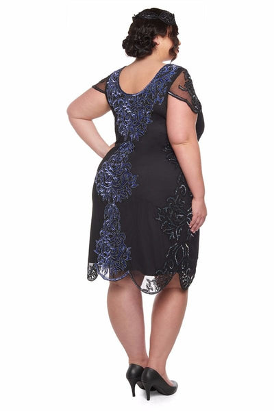 Great Gatsby Style Party Dress in Black Purple