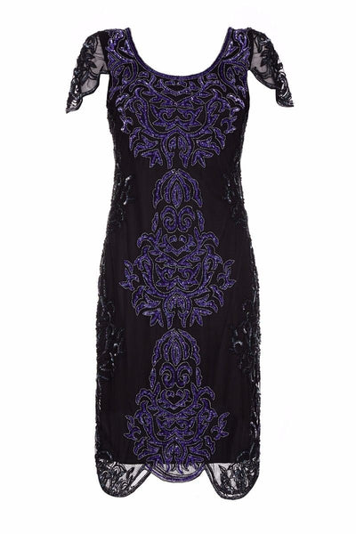 Great Gatsby Style Party Dress in Black Purple