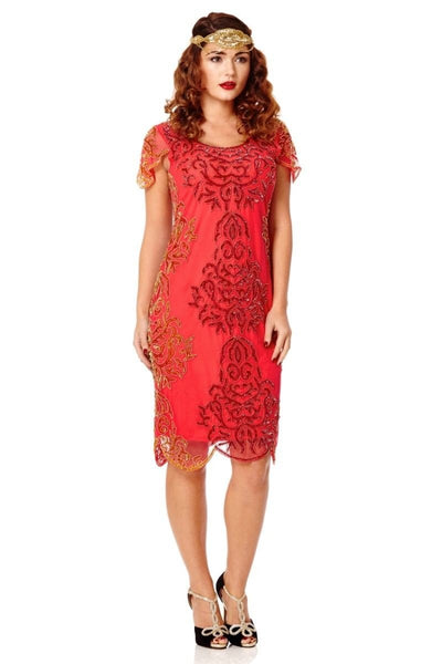Great Gatsby Style Party Dress in Bright Red
