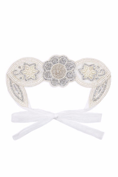 Roaring 20s Style Headband in Off White
