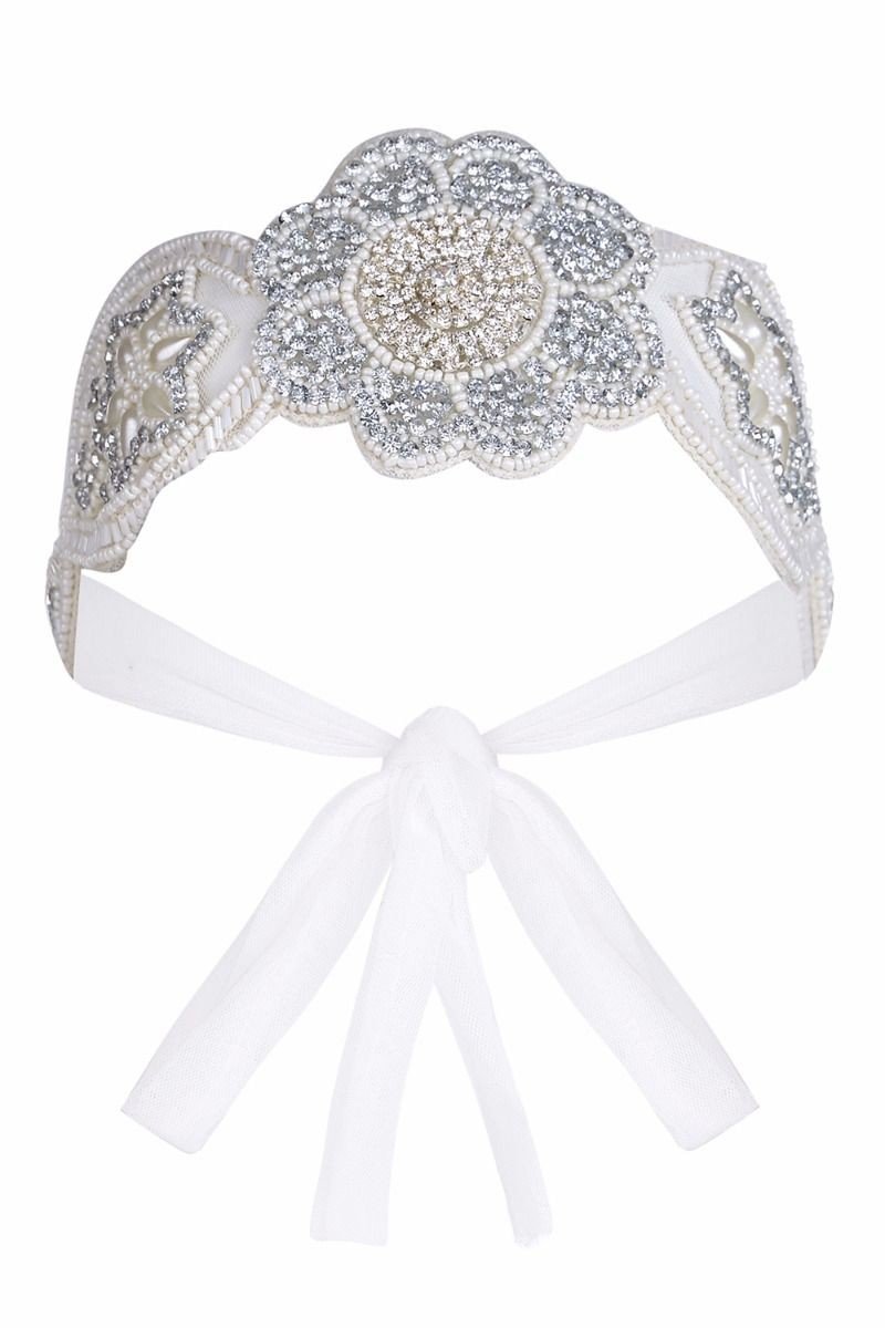 Roaring 20s Style Headband in Off White