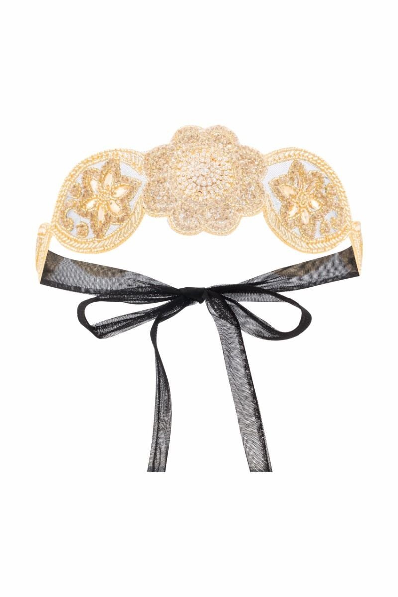 Roaring 20s Style Headband in Black Gold